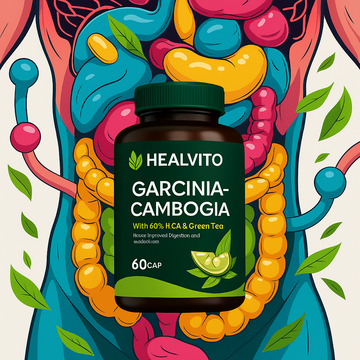 Healvito Garcinia- Cambogia Capsule - with 60% HCA & Green Tea Extract - Helps Improves Digestion and metabolism (60 cap)