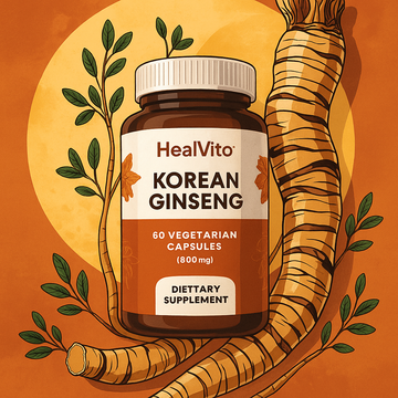 Healvito Korean Ginseng - 60 Vegetarian Capsules (800mg)