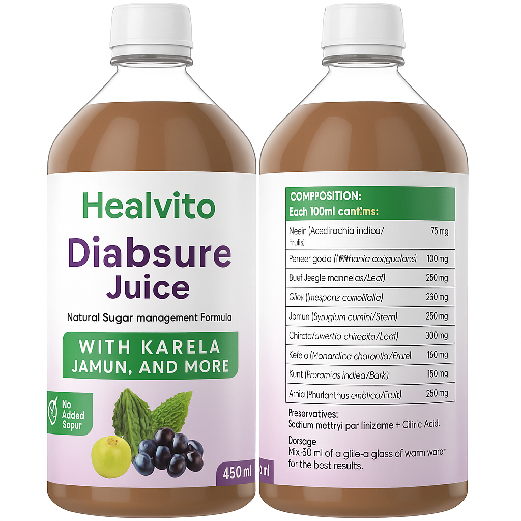 Diabsure Juice - Natural Sugar management Formula with Karela, Jamun, and More - 450 ml