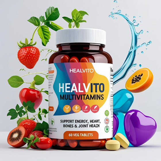 Multivitamins Tablets, support Energy, Heart, Bones & Joint Health for Men & Women – 60 Veg Tablets